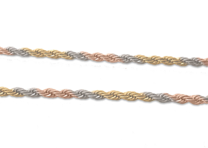 Three Tone Plated Rope Chain